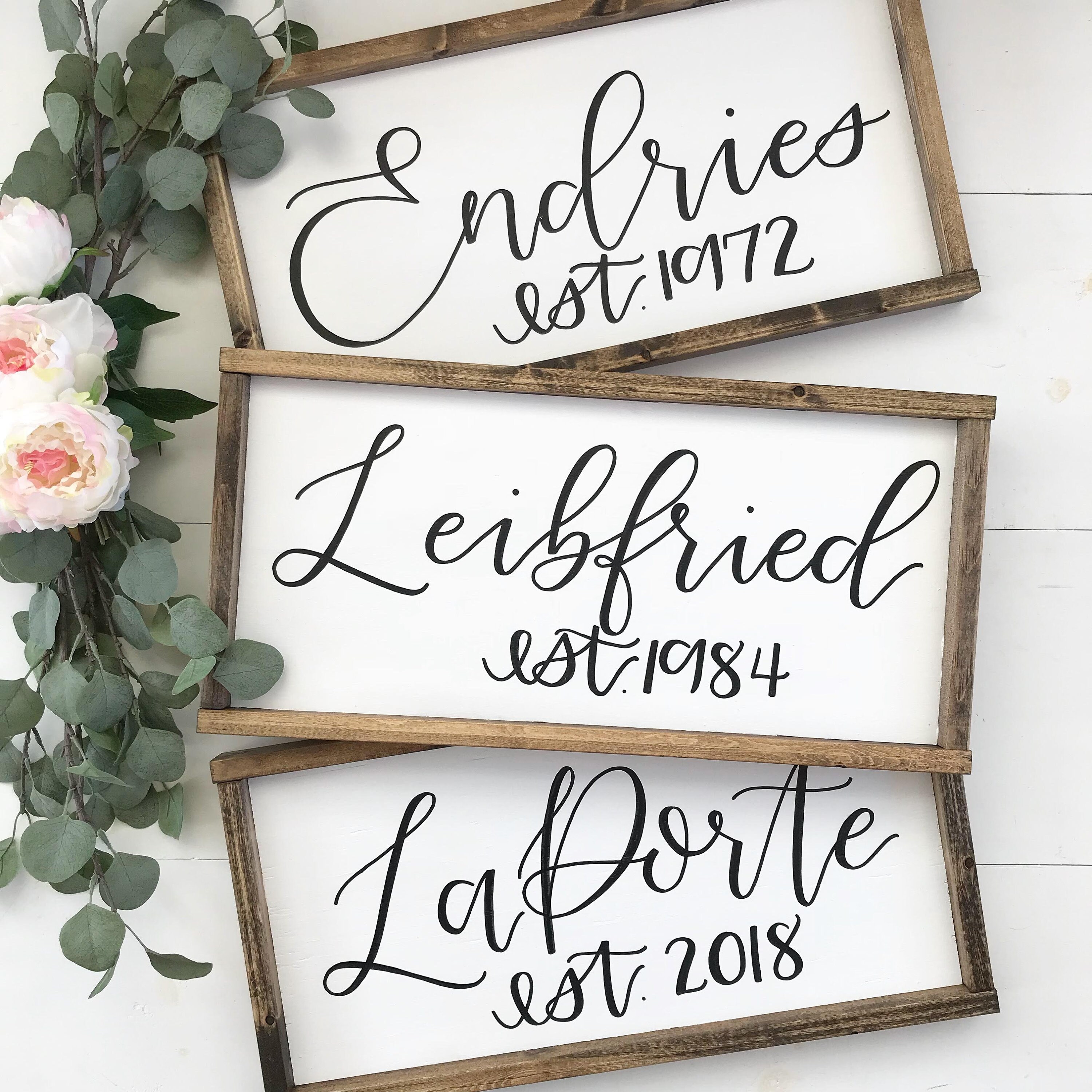 Last Name Sign Last Name Established Sign Wood Last Name Etsy