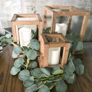Wood Lantern Set of 3 | wedding centerpiece wood farmhouse style wood lanterns candle centerpiece, set of 3