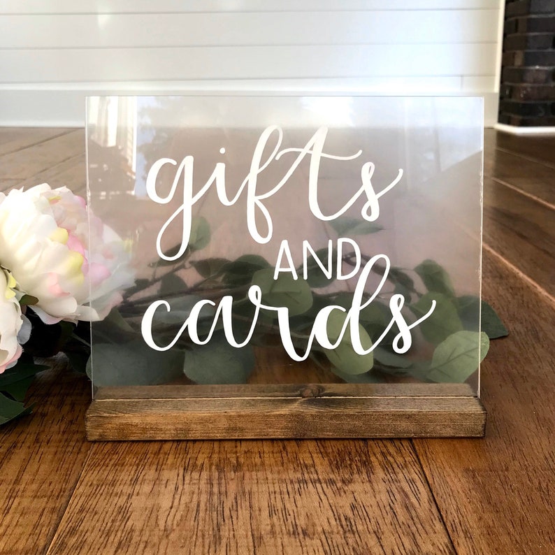 wedding gifts sign Gifts and cards sign acrylic gifts sign wedding wedding sign clear wedding sign