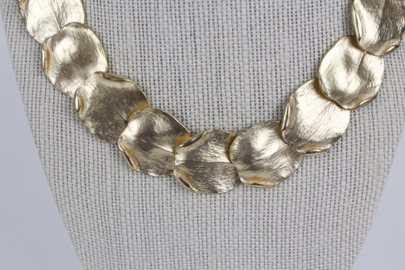 Vintage Gold Petal Collar Chunky Gold Tone Statem… - image 4