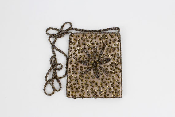 Vintage Golden Brown Taupe Beaded Crossbody Eveni… - image 7