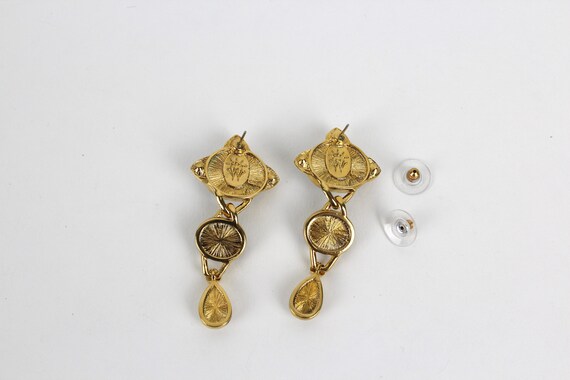 Vintage Hutton Wilkinson Dangle Earrings Gold Ton… - image 3