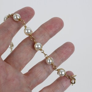 Vintage Gold Tone Sarah Coventry Pearl Swirl Bracelet Wire Wrapped Caged Faux Pearls image 1