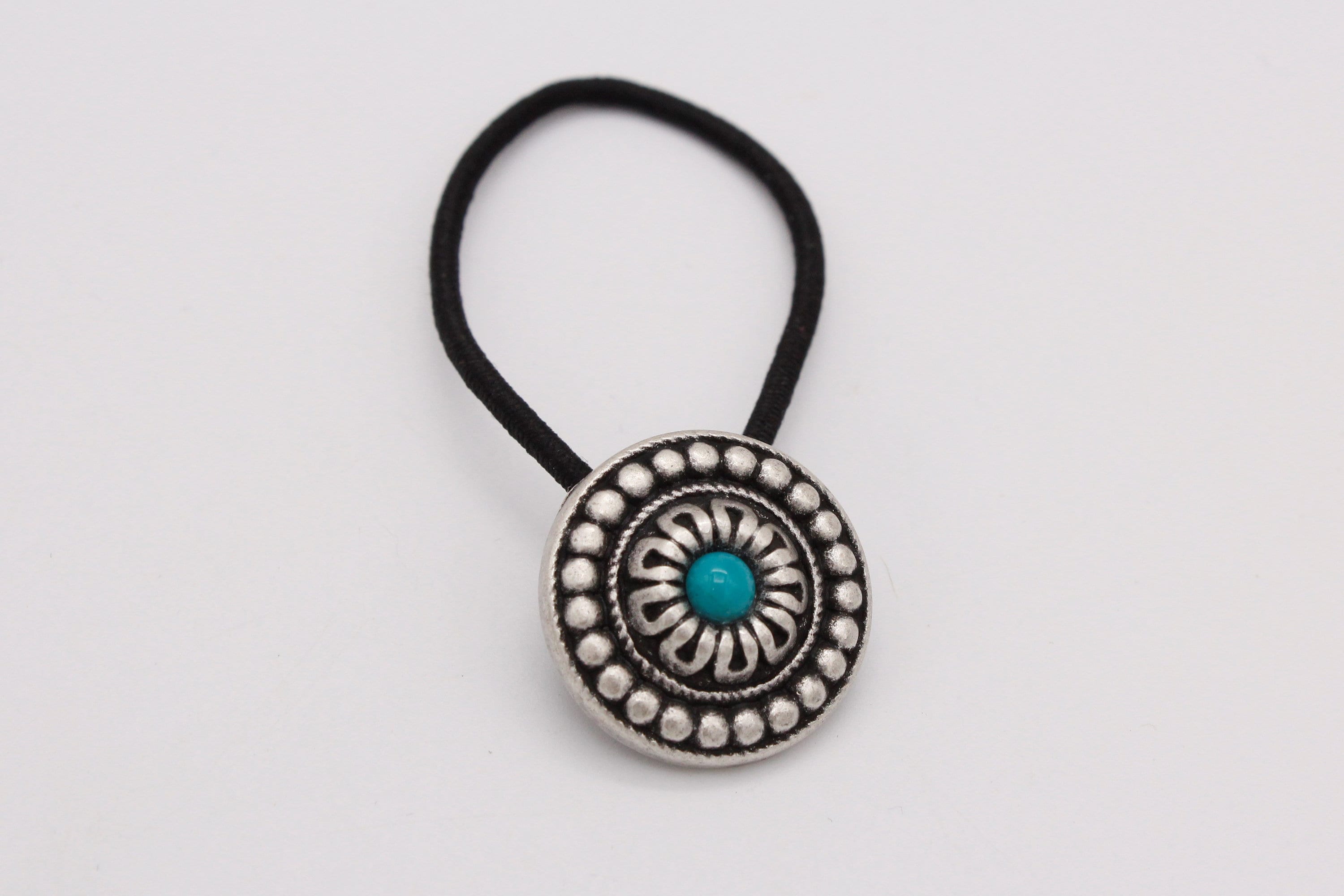 Western Cowgirl Concho Hair Tie, Silver Tone & Faux Turquoise il_fullxfull.7696681993_fyaj.jpg main image 4