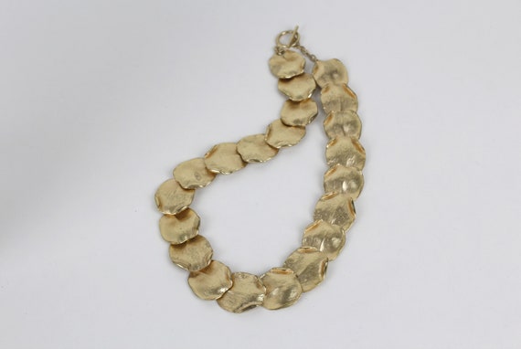 Vintage Gold Petal Collar Chunky Gold Tone Statem… - image 5