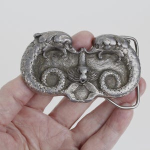 Bergamot Brass Works Pewter Dragon Buckle Brass Bergamot Brass Works Silver Vintage Belt Buckles for  main image 2