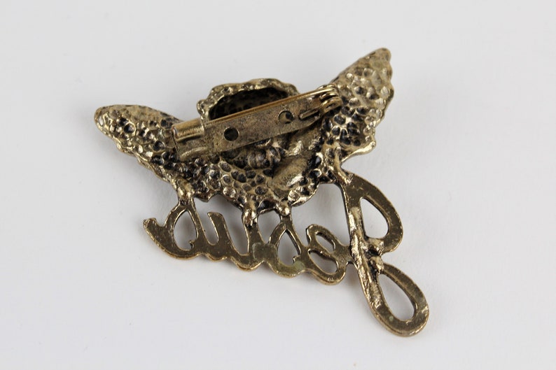 Vintage Jesus Angel Antiqued Bronze Finish Brooch Pin