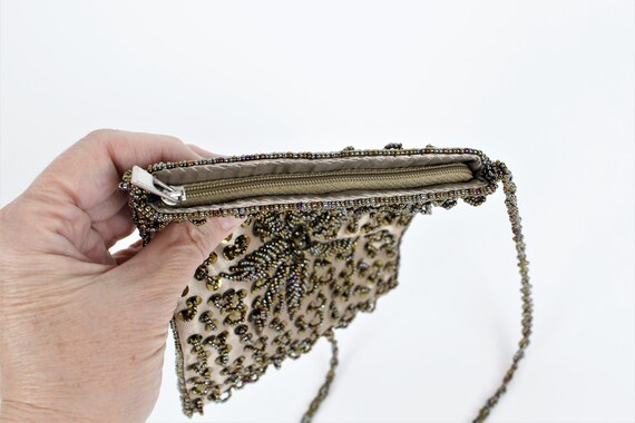 Vintage Golden Brown Taupe Beaded Crossbody Eveni… - image 5