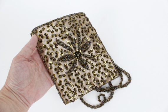Vintage Golden Brown Taupe Beaded Crossbody Eveni… - image 9