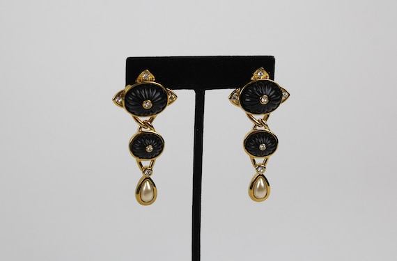 Vintage Hutton Wilkinson Dangle Earrings Gold Ton… - image 8