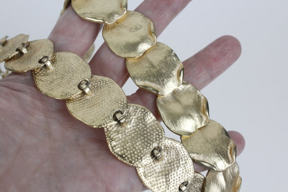 Vintage Gold Petal Collar Chunky Gold Tone Statem… - image 6