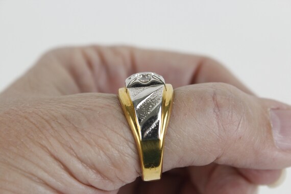 Vintage 14k HGE Lind 2 Tone Men s Ring Size 9 1 4 Wit Gem