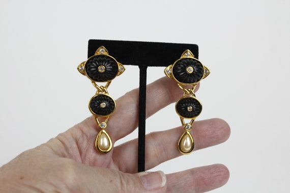 Vintage Hutton Wilkinson Dangle Earrings Gold Ton… - image 4