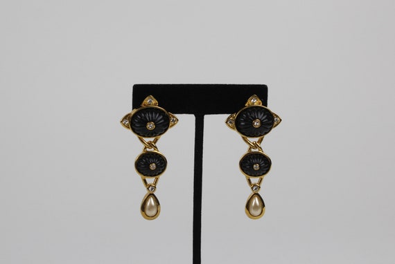 Vintage Hutton Wilkinson Dangle Earrings Gold Ton… - image 6