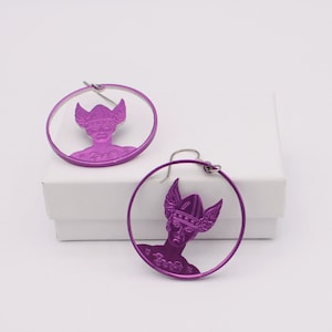 1974 Mardi Gras Krew of Mercury Earrings Purple Cut Out Doubloons