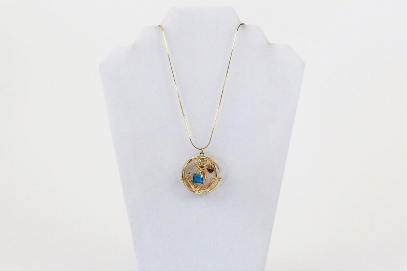 Vintage Coro Birthstone Cherub 3D Charm with Necklace Chain and Bracelet December
