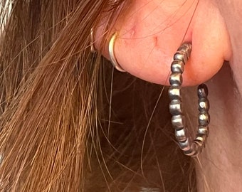 Small Sterling Beaded Hoops