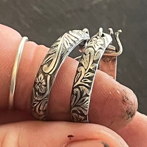 Floral Sterling Hoops