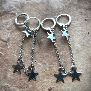 Double Starry Chain Hoops PAIR