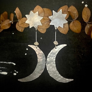 Starry Moon Herkimer Statment earrings
