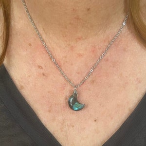 Small Labradorite Moon Necklace