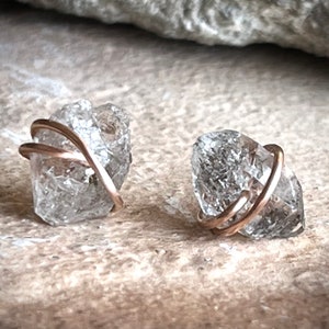 14k Rose Gold Fill Herkimer Diamond studs