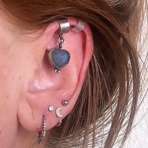 Labradorite Heart Helix Ear Cuff