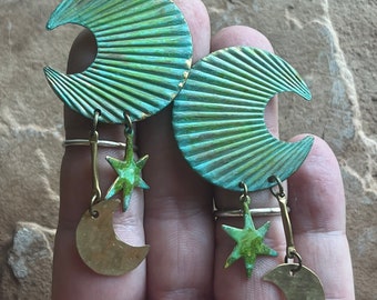 Clip on Celestial Statement Earrings