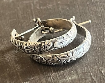 Floral Sterling Hoops