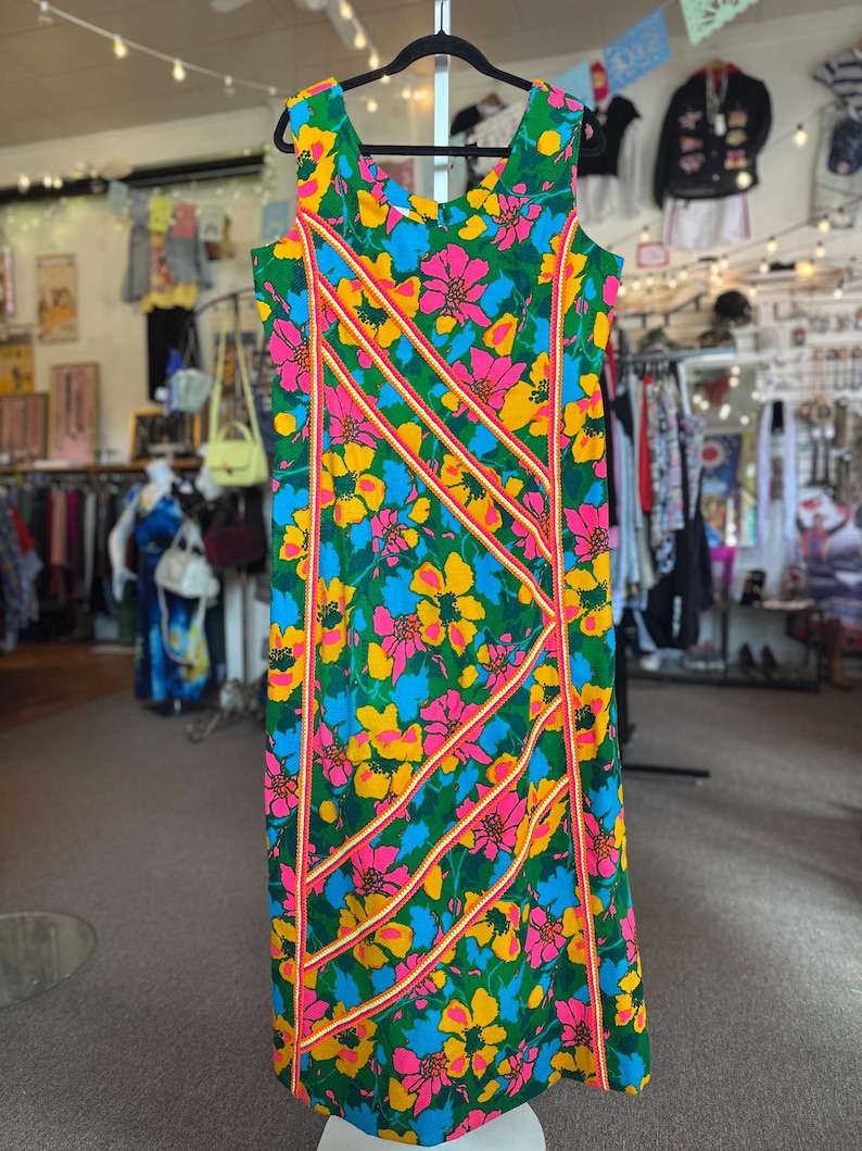 Vintage 1960's/70's the Lilly Lilly Pulitzer Very Rare Neon Psychedelic Maxi Dress Size LARGE image 1