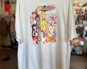 1990&#39;s RARE Vintage Sailor Moon Super S Promo Tee Shirt Thin Cotton size Large