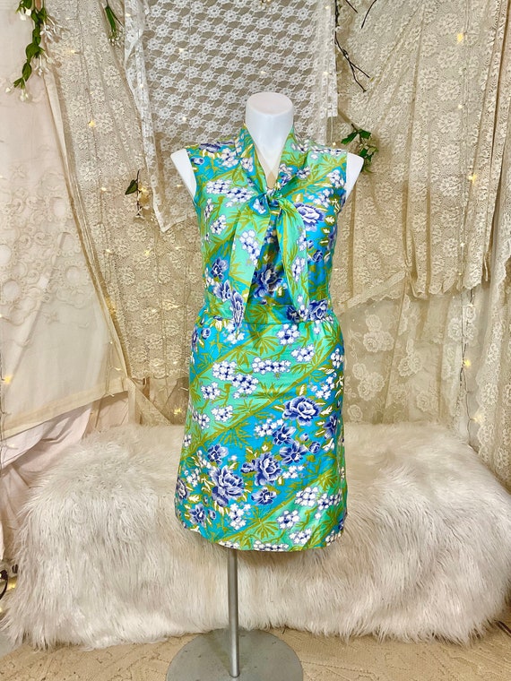 1960’s Blue Floral Liberty Circle Dress as is siz… - image 1