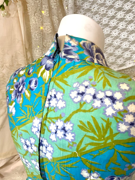 1960’s Blue Floral Liberty Circle Dress as is siz… - image 4