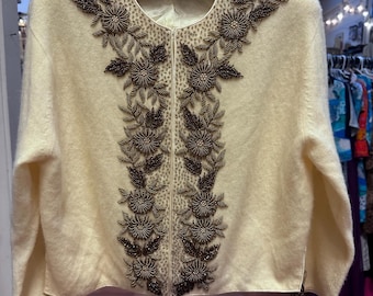 1950&#39;s Rare Vintage Chen Sisters Hand Beaded Exquisite Cardigan Jacket
