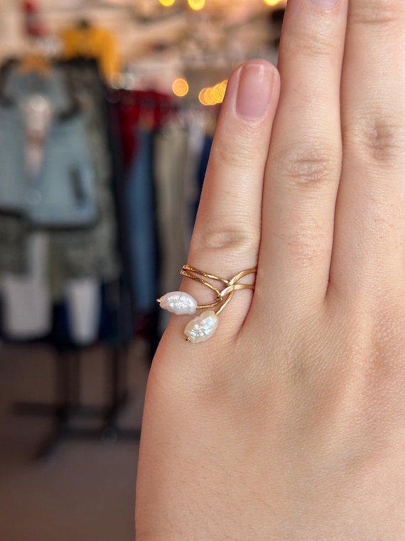 14k Solid Gold Baroque Double Strand Elegant and … - image 1