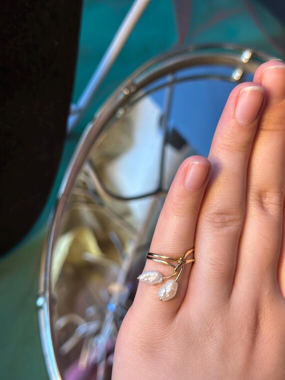 14k Solid Gold Baroque Double Strand Elegant and … - image 9