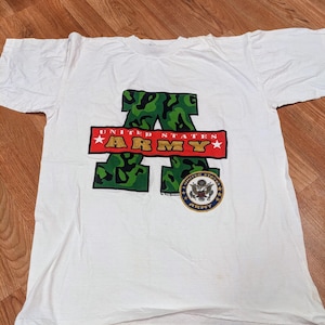 90’s Deadstock Army Tee Oversized Sleep Shirt high collar tee As is XL