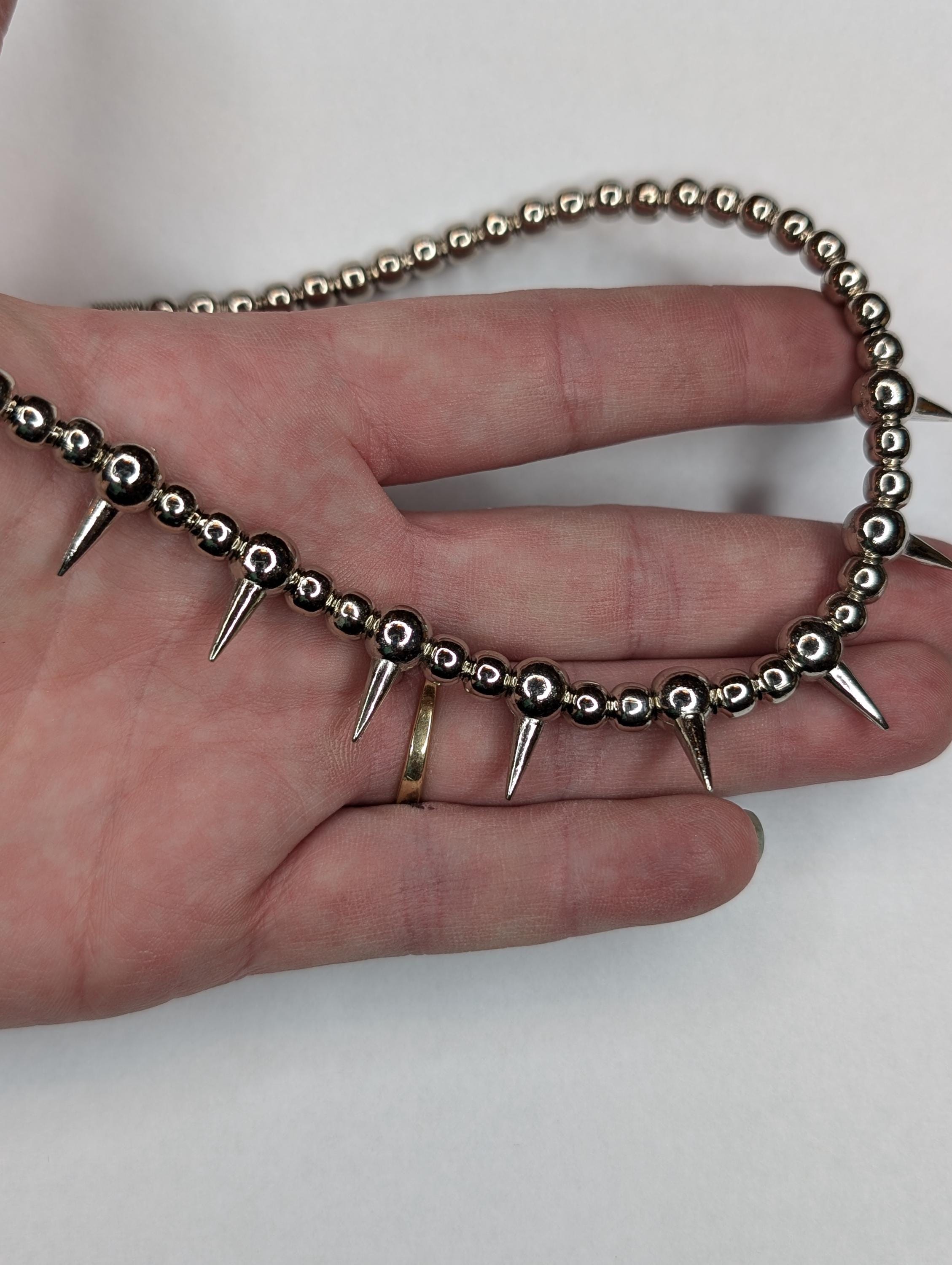 90s Y2k Silver Spike Ball Necklace Goth Punk - Etsy 90s Y2k Silver Spike Ball Necklace Goth Punk - Etsy