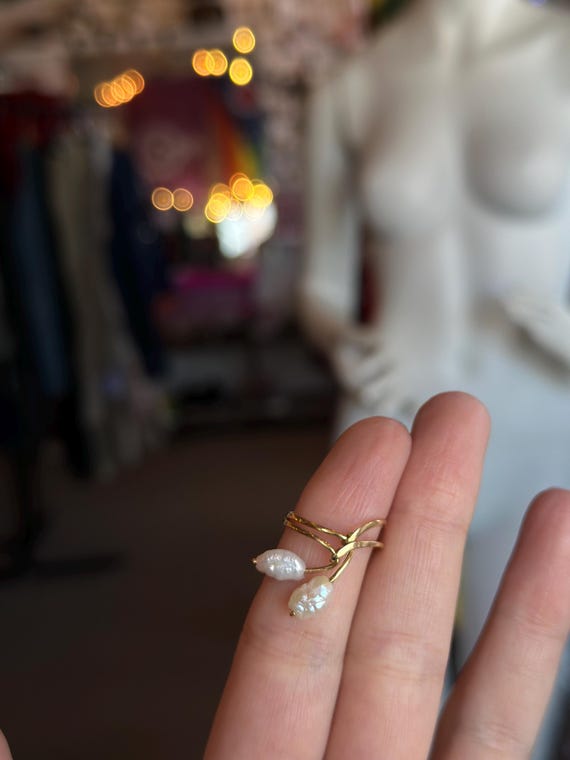 14k Solid Gold Baroque Double Strand Elegant and … - image 6