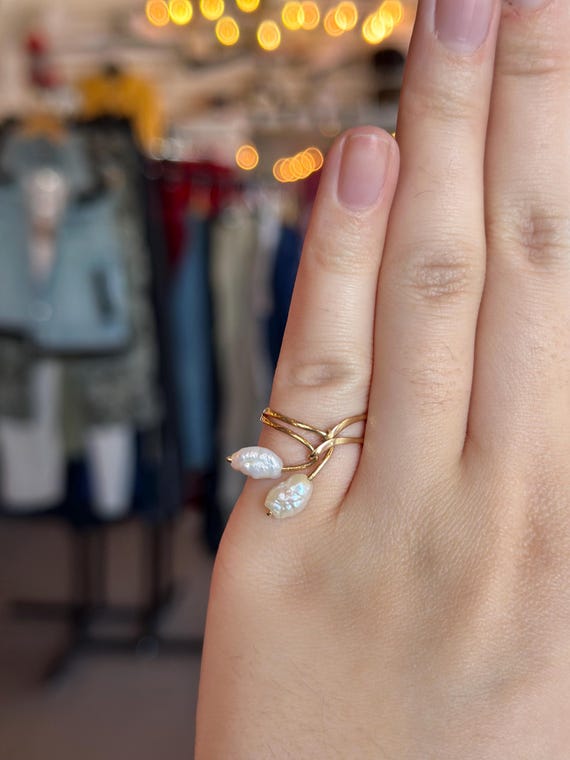 14k Solid Gold Baroque Double Strand Elegant and … - image 2