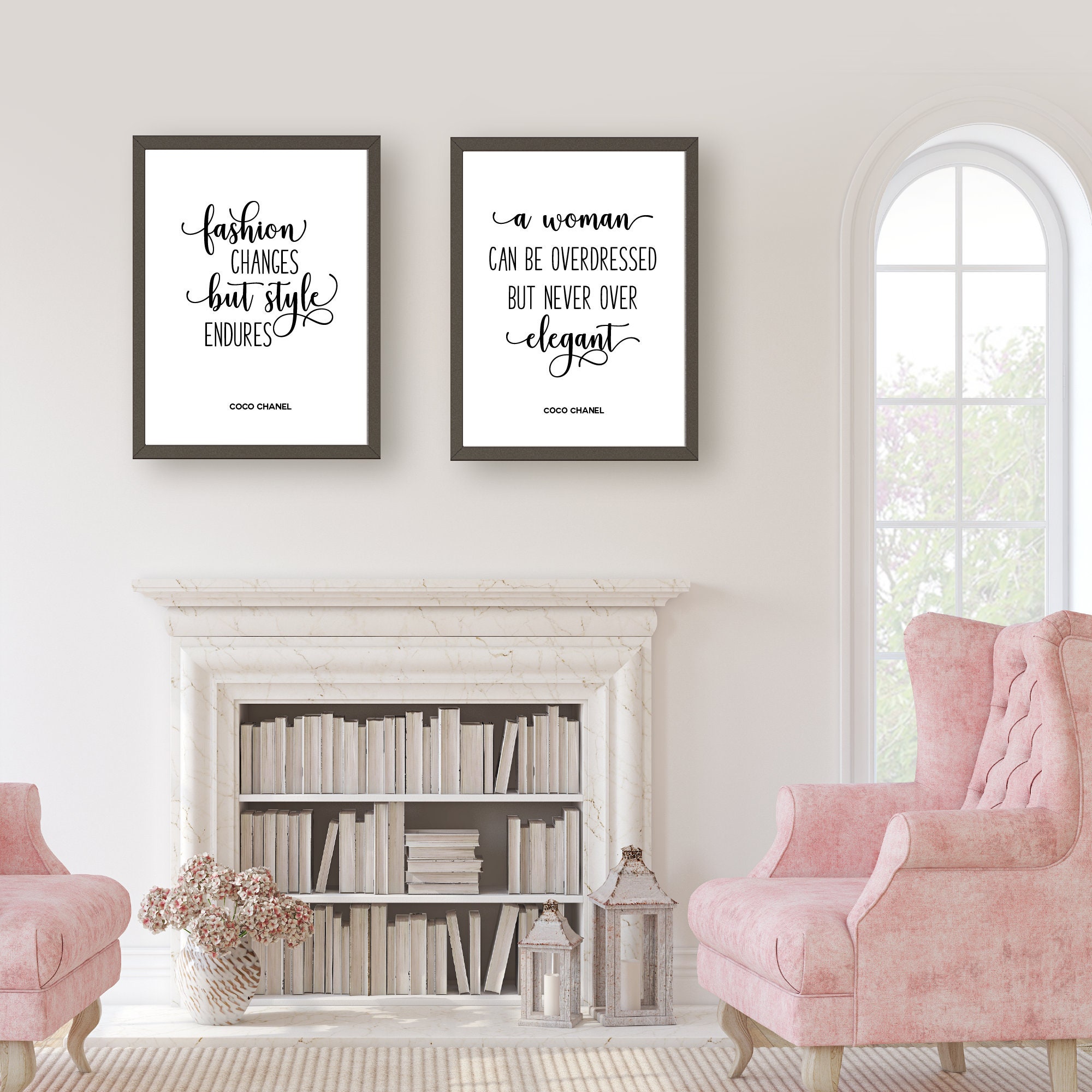 Set of 4 Prints , Wall Art Posters Chanel Quotes, Chanel Wall Art Set,  Chanel Print, Chanel Wall Decor, Chanel Wall Print, Chanel Poster Set Rose  Gold
