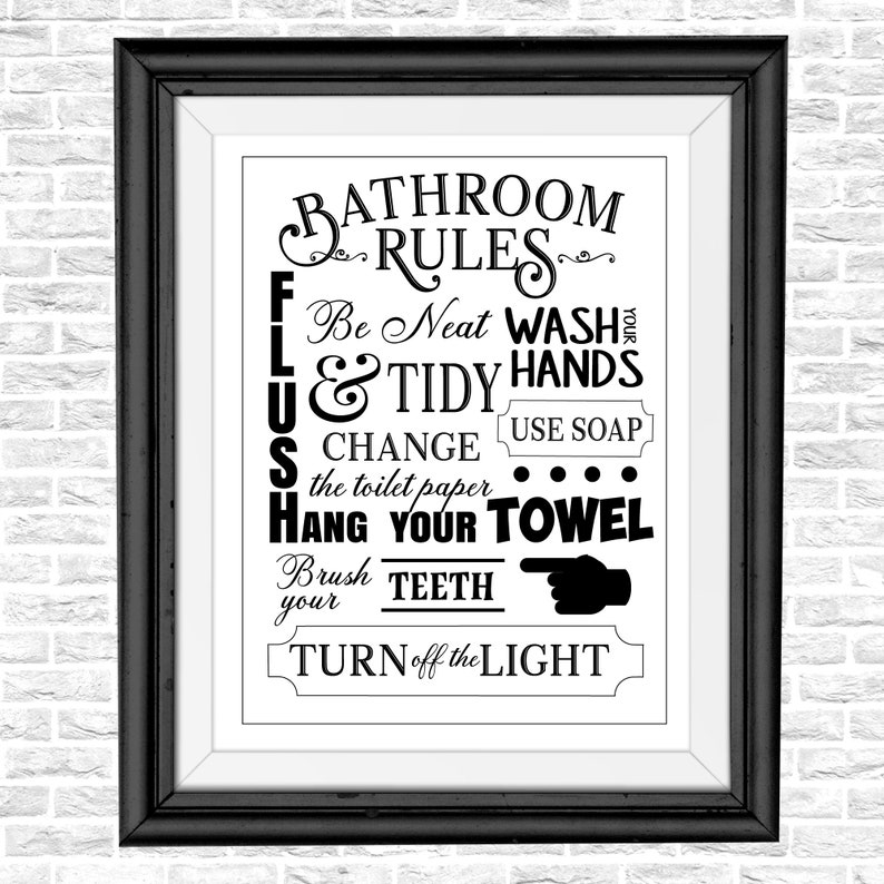 Vintage Bathroom Signs Bathroom Rules Sign Bathroom Wall - Etsy