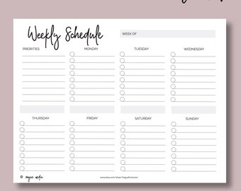 Weekly Planner, Weekly Schedule, Weekly Timetable, Printable Weekly Planner, Home Office Organization, Weekly Agenda