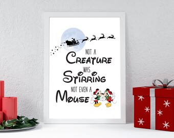 Not a Creature was Stirring Not Even a Mouse, Disney Christmas SVG, Mickey Christmas Sign, Mickey Mouse Christmas Poster, Minnie Christmas