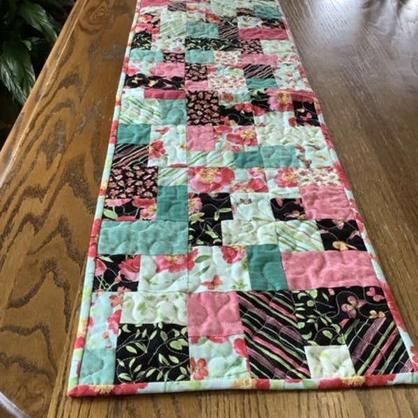 Teal and Black Table Runner Etsy