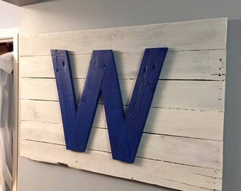 HUGE Chicago Cubs Fly the W Sign Decorative Wood Vintage