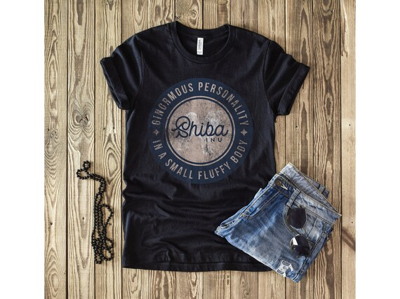 Shiba Inu Logo Unisex T Shirt Vintage Style Ginormous Personality In A Small Fluffy Body Funny Dog Gift Unique Design Men Women
