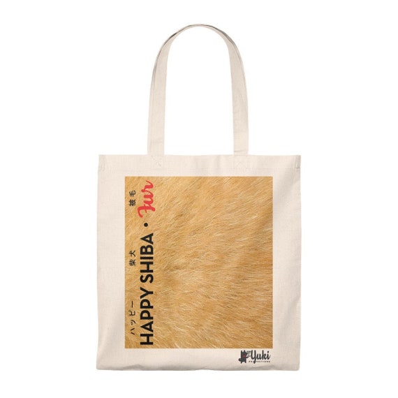 Happy Shiba Fur Canvas Tote Bag Red Shiba Inu Hair Funny Dog Gift