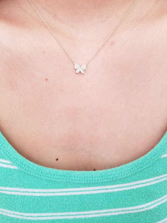 Tuji Jewelry Stainless Steel Double Lovely Frosted Kid Butterfly Necklace for Women Tuji Jewelry Stainless Steel Double Lovely Frosted Kid Butterfly Necklace for Women