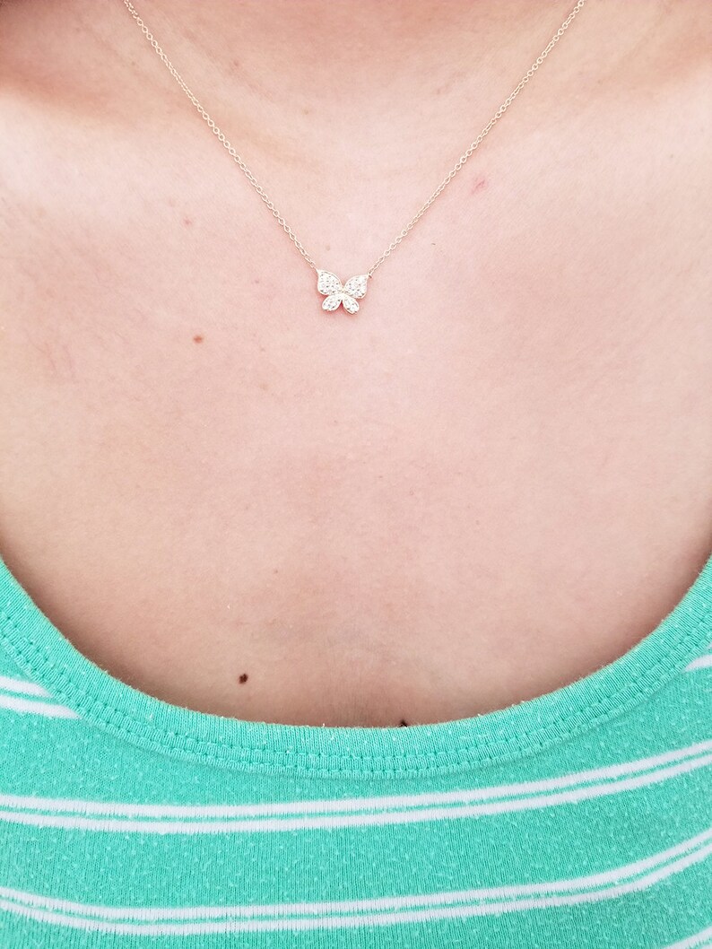 Butterfly Necklace/diamond Butterfly Necklace/cute Butterfly Etsy